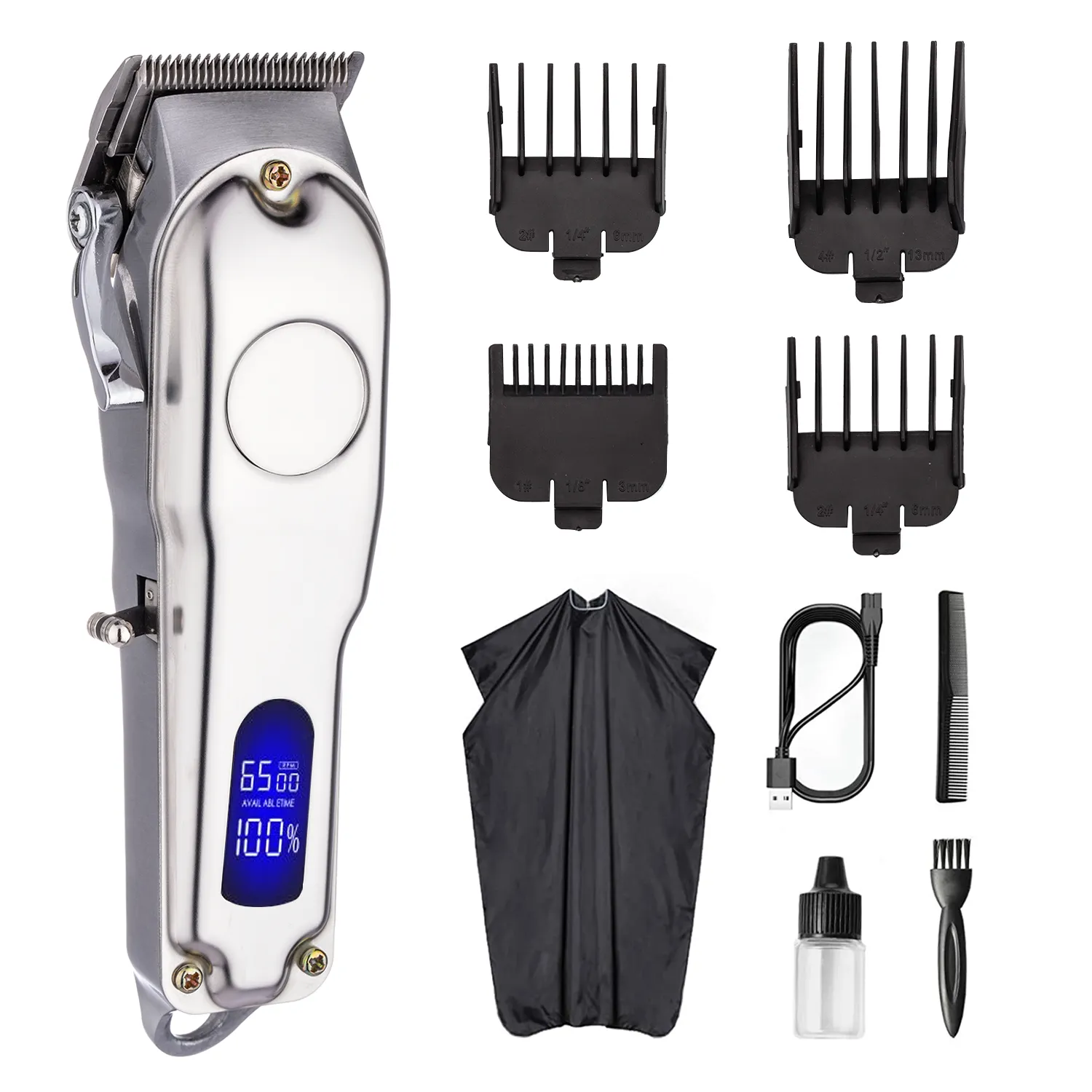 2020 Профессиональный Металлический парикмахерский Электрический перезаряжаемый триммер для волос