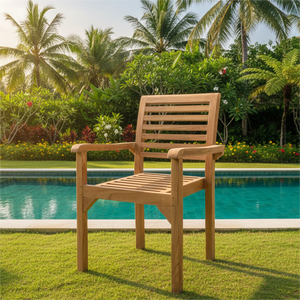 Chaise de salle à manger légère et élégante, design italien moderne minimaliste, confort supérieur, bois de teck massif, forme pour hôtel, parc - Product Image 6