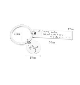 Guida in acciaio inossidabile sicuro ho bisogno di te qui con <span class=keywords><strong>me</strong></span> ti amo portachiavi portachiavi per regalo fidanzato - Product Image 3
