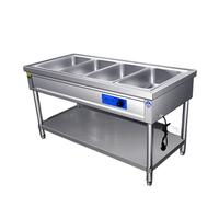 Chauffe-Plats Commercial Autonome 3kW 220V avec Table Chauffante et Isolée, Doté de Bacs à Aliments pour Maintenir les Plats au Chaud