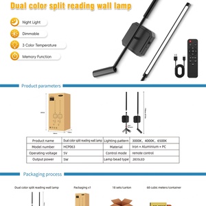 Lumière LED murale avec commande tactile et télécommande, design moderne, blanc chaud pour chambre à coucher - Product Image 6