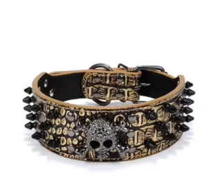 Hochwertige PU-Leder Hunde halsband Leine Weiche Luxus dekorative Niet Halloween-Druck Modisches Zubehör für Ihre Pelz - Product Image 3