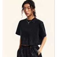 2024 nouveau Design recadrée Tee100 % coton haut court Femme acide lavage haut court pour les femmes
