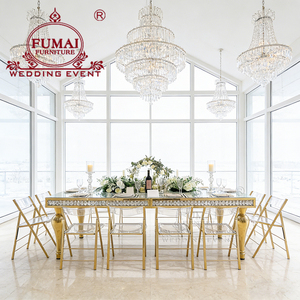 Exquisita Mesa Rectangular Moderna para Recepción de Bodas, con Cubierta de Vidrio Transparente y Decoración de Cristal, para Uso en Hoteles, Comedores y Exteriores - Product Image 4