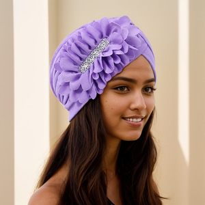 ผ้าโพกหัวมุสลิม HZM-<span class=keywords><strong>26095</strong></span> แบบนุ่ม ระบายอากาศได้ดี สำหรับผู้หญิง ทำจากโพลีเอสเตอร์ ประดับดอกไม้หลากสีสัน - Product Image 5