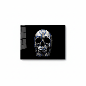Ornate <b>Skull</b> Canvas Print: Abstract Gothic Wall <b>Decor</b>, Flat Artwork,TEMPERED GLASS ART - Product Image 2
