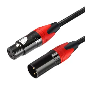 热销新款黑色尼龙XLR电缆公对母XLR立体声音频电缆，用于DV摄像机麦克风电缆XLR OEM