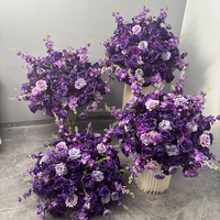 Boule de fleurs décoratives de fête d'événements de mariage lisse couleur violette boule de fleurs rondes artificielles