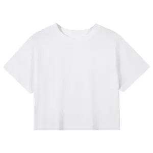 工場ホット販売半袖TシャツコットンソリッドTシャツOネッククロップトップTシャツ女性カジュアルルーズTシャツ