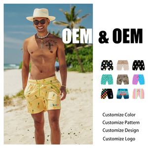 Custom Logo OEM <strong>Mens</strong> Swim Trunks Swim <strong>Shorts</strong> Quick Dry 5 Inch Inseam Beach <strong>Shorts</strong> <strong>with</strong> Compression Liner and <strong>Zipper</strong> <strong>Pocket</strong> - Product Image 2