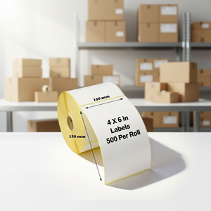 Оптовые термоэтикетки-стикеры Fanfold 4x6 для логистики, самоклеящиеся рулонные этикетки 4x6 дюймов (100x150 мм) - Product Image 1