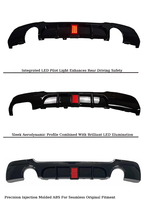 Diffuseur de pare-chocs arrière style MP avec LED pour BMW Série 3 E90 E92 E93 2005-2012, aspect carbone noir brillant, séparateur de carrosserie performance