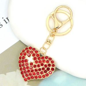 High Quality Heart Shape Metal Keychain Inlaid with Shiny Rhinestones Fashion Key Accessories <b>Bag</b> Pendant - Product Image 5