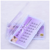 Cils en éventail pré-faits sans colle 14D faits à la main, cils russes volumineux, cils en éventail en forme de C, extension de cils, 3 lignes, 0,07 mm