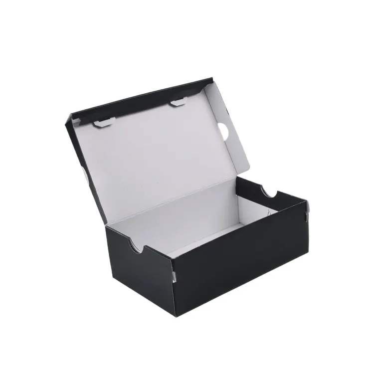 Preço de atacado caixa de papel biodegradável para sapatos, caixa de presente para sapatos, caixa de papel dobrável personalizada preta para sapatos