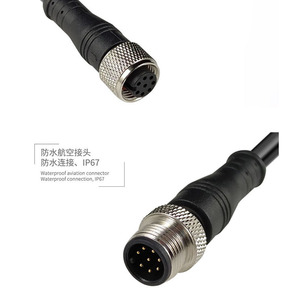 สายเชื่อมต่อ M12 ทองแดง 8 แกน ชนิด A 24AWG ปลั๊กกันน้ำสำหรับเครื่องบิน สำหรับเครื่องจักรอุตสาหกรรม เครื่องใช้ไฟฟ้าภายในบ้าน - Product Image 2