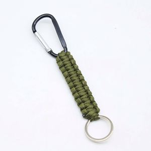 Mousqueton porte-clés en alliage de zinc noir à dégagement rapide, avec corde tressée à sept brins, pour parapluie d'extérieur et accrochage de clés, en gros - Product Image 1