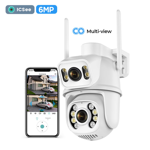 Factory Wholesale Price Alarm Linkage Dual Screen Bullet and Dome Icsee Ptz Camera AI Auto Tracking 6mp Multi-view Camera