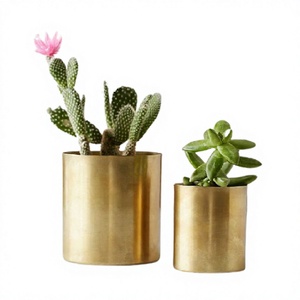 Juego de diferentes tamaños de dos macetas, maceta hecha a mano de Metal de Color dorado para accesorios de decoración de jardín - Product Image 1