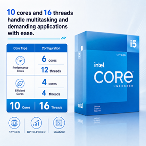 Processeur Intel Core <span class=keywords><strong>I5</strong></span>-<span class=keywords><strong>12600KF</strong></span> CPU 12e génération en boîte pour ordinateur de bureau, 10 cœurs, 16 threads, 4,9 GHz, 20 Mo, LGA1700, débloqué, pour PC de jeu - Product Image 3
