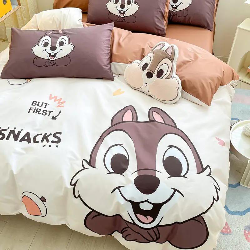 Set di biancheria da letto personalizzato per bambini con fumetto di cotone per bambini con stampa ecologica