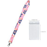 Porte-cartes à lanière motif marguerite fraîche, pour carte de repas, carte de transport, carte de contrôle d'accès et badge de travail, étui rigide pour cartes