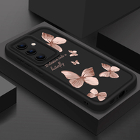 Étui souple papillon doré pour Galaxy A55 A17 A54 A15 A56 A16 A35 A25 5G S25 S24 S23 S22 Ultra Plus S23 FE Housse de téléphone