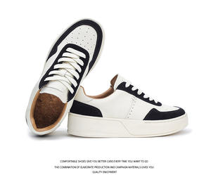 ใหม่สีดำและสีขาวลายแฟชั่นและอเนกประสงค์ลำลองลื่นบนรองเท้าที่มีเชือกผูกรองเท้ามีความสะดวกสบาย - Product Image 3