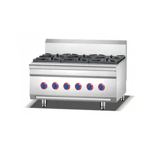 工业6燃烧器燃气柜台顶级商用烹饪厨房设备