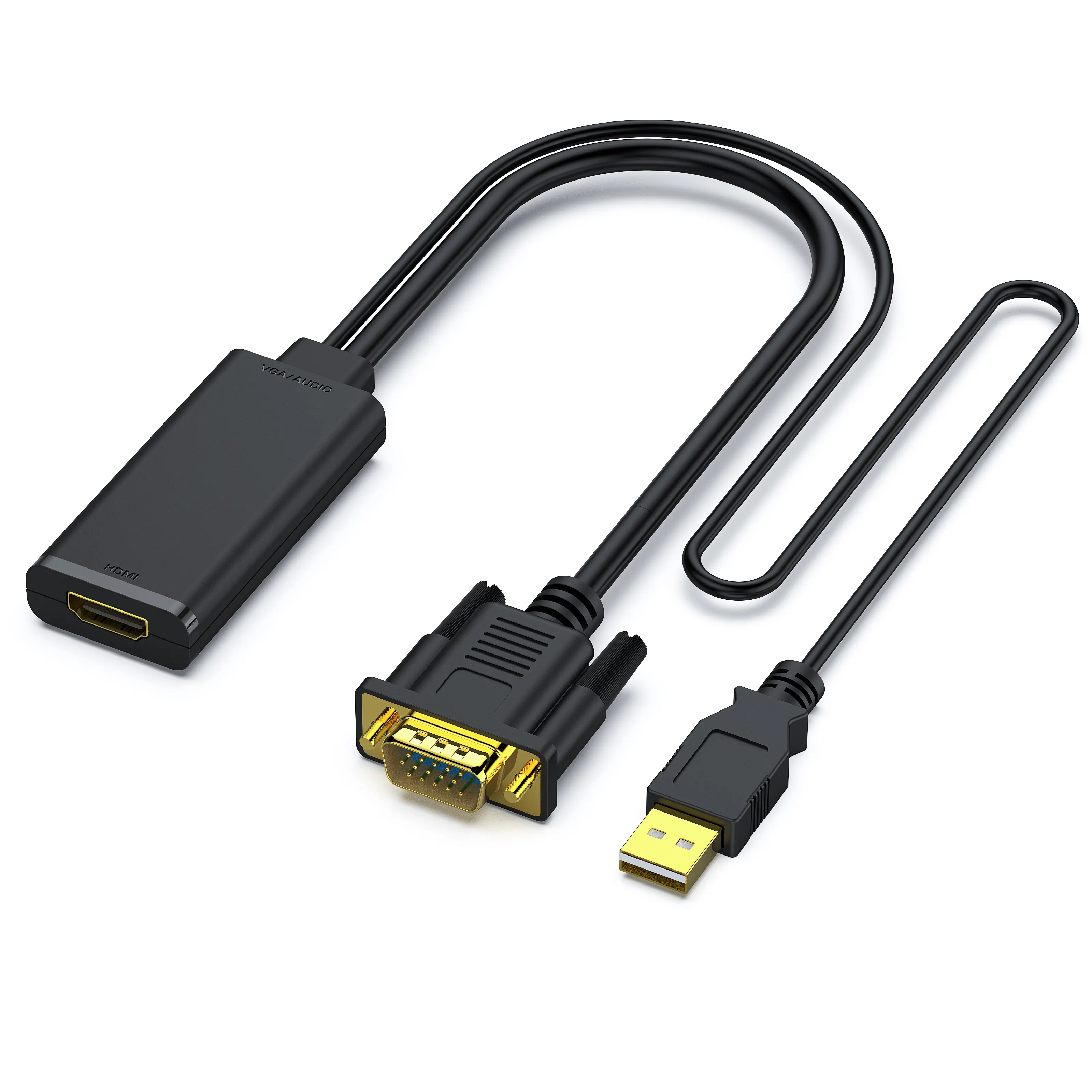 مهايئ عرض مرئي إلى HDMI مخصص، محول 1080P مع الصوت من جهاز الكمبيوتر/الكمبيوتر المحمول VGA للمصدر HDMI التلفاز/الشاشة