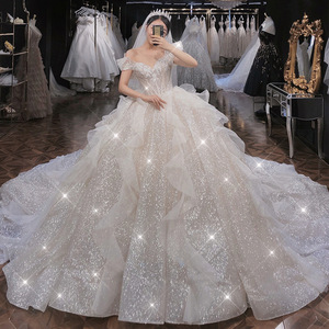 AL0944 2025 Nouvelle Robe de Mariée Wilderly Bride Collection Rêve Ciel Étoilé Traîne en Dentelle et Cristal - Product Image 1