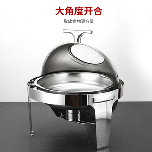 Plato redondo dorado con tapa Chafing Cheffing de 6 litros <span class=keywords><strong>Buffet</strong></span> de acero inoxidable para mantener los alimentos calientes Platos para frotar - Product Image 6