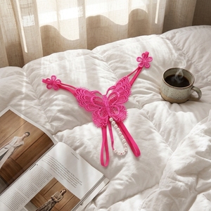 Tanga de Cintura Baja para Mujer, Transpirable, <span class=keywords><strong>con</strong></span> Encaje Bordado y Diseño Floral, Material de Nailon y Elastano - Product Image 5