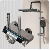 Ensemble de pommeau de douche pressurisé à affichage numérique poli Jet de pluie doux bouton de piano multifonctionnel résistant à l'usure pour les ménages