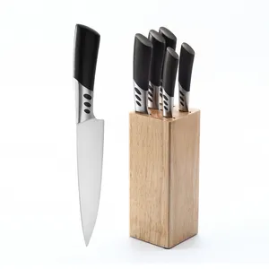 Ensemble de 5 couteaux de cuisine écologiques en acier inoxydable avec bloc de bois