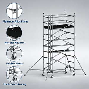 Torre di Ponteggio Mobile in Alluminio con Piattaforma e Ruote per Eventi, Costruzioni, Pittura e Ristrutturazioni - Product Image 1