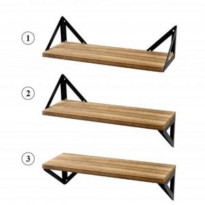 Rustic Metal Floating <b>Shelves</b> Triangle Bracket Wall Mount Black Powder Coated 75lbs Capacity <b>for</b> Bedroom Living Room <b>Kitchen</b> - Product Image 2