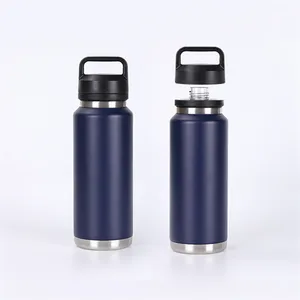 Sports Water Bottle Double Wall Vacuum Insulated Stainless Steel Water Bottle with 2 Lids Reusable Metal vacuum flask