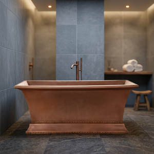 Bañera Ovalada Independiente de Cobre con Acabado Antiguo Moderno sin Tapa para Baño en Casa - Product Image 2