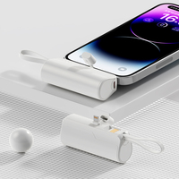 Mini capsule cadeau, batterie externe 5000mAh avec écran LED, câble Type C et Micro USB intégré, charge rapide, chargeur portable ultra fin
