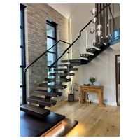 Prima 2024 Haute Qualité Prima Pas Cher Conception Dalle De Noyer Granit Loft Intérieur Pliant Bois Escaliers Flottant et Escaliers Droits Escalier