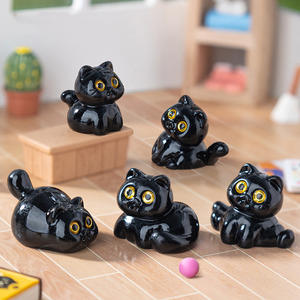 Hot verkopende miniatuur kattenfiguren, mini bureaudecoratie, hars zwarte kat ambachtelijke ornamenten voor miniatuurhuisjes, Halloween scène decoratie - Product Image 3