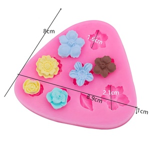 Tam Giác 3D 9 Mô Hình Nhỏ Rose Sun Flower Daisy Mận Phong Lan Lá Hình Dạng Silicone Khuôn - Product Image 2