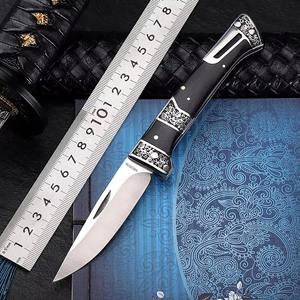 Coltello da tasca pieghevole portatile in acciaio inossidabile con manico in legno Coltello da sopravvivenza per campeggio all'aperto con supporto personalizzato - Product Image 4