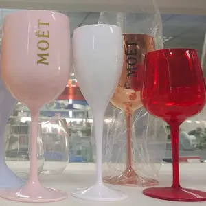 แก้วไวน์พลาสติกสีขาวหรือสีแดงสไตล์เป่ามือ