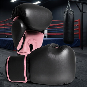 Guantes de Boxeo de Cuero de 8oz Transpirables que Absorben la Humedad con Cordones y Correa Ajustable para la Muñeca, para Hombres y Mujeres, para Kickboxing y Entrenamiento Pesado - Product Image 3
