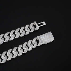 Custom 20mm 925 Sterling Silver Cuban Link <b>Chain</b> <b>Iced</b> <b>Out</b> Full Setting Moissanite Cuban Bracelet - Product Image 6