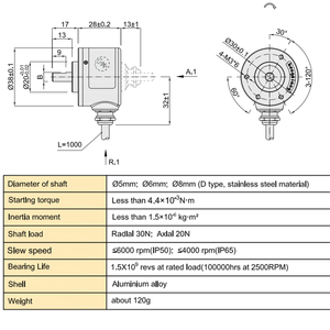 S38 600 PPR Photoelectric Incremental Rotary <strong>Encoder</strong> Measures Rotational Speed <strong>Angle</strong> Acceleration - Product Image 3