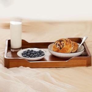 Wood Serving Tray with Handles Tray for Coffee Table <strong>Breakfast</strong> Dinner &amp; <strong>Bar</strong> Rustic Decorative Storage Tray House Warming Gifts - Product Image 3