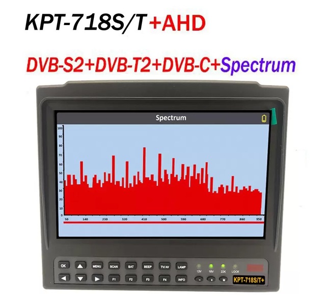 Combo Digital Finder Meter Support  H.265 DVB-S2/T2/C AHD 7inch HD Monitor Spectrum Analysis  KPT -718st+